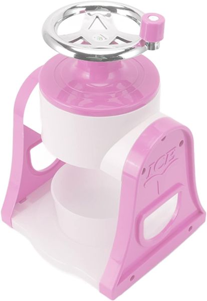 Portable Manual Ice Shaver Machine for Snow Cones, Pink