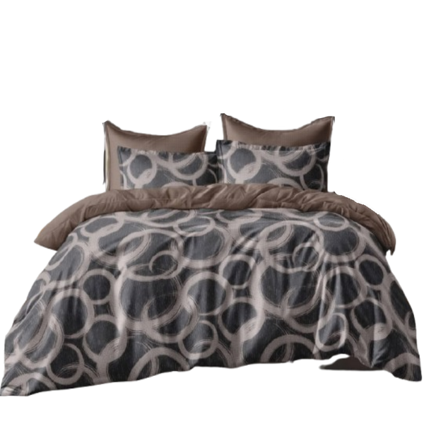 Linen Boutique - Duvet Cover Set Reversible-BlackBrownWeaves