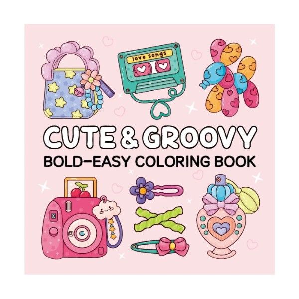 1 Pack - Cute &amp; Groovy Bold-Easy Coloring Book For Family - Multicolour