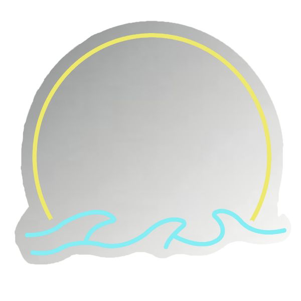 Sea Sunrise Mirror Neon Signs, Sunrise Mirror Neon Lights for Wall Decor,
