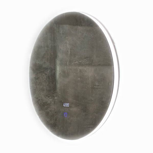 Linea Next Slim Round LED Bathroom Mirror with Clock and Temperature