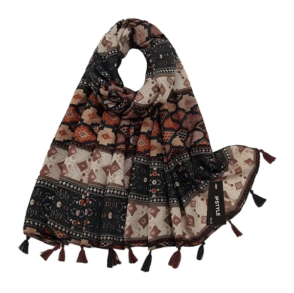 Summer Printing Geometry Tassel Scarf Women Artistic Luxury Versatile Thin