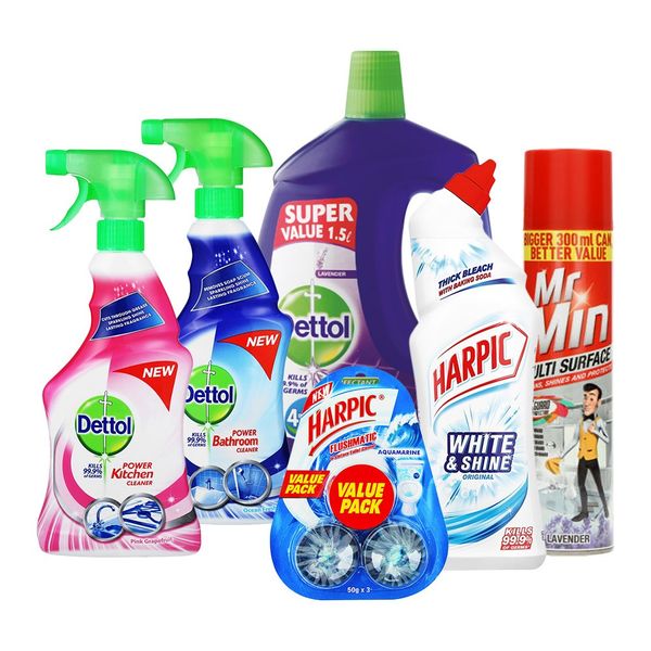 Dettol, Mr. Min &amp; Harpic - All in One Household Cleaning Bundle - 6 Piece