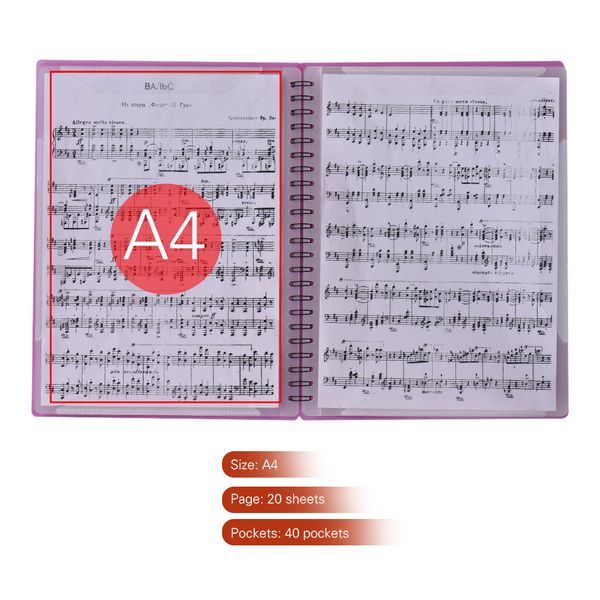 A4 Document Folder 40 Pockets Music Score Organizer