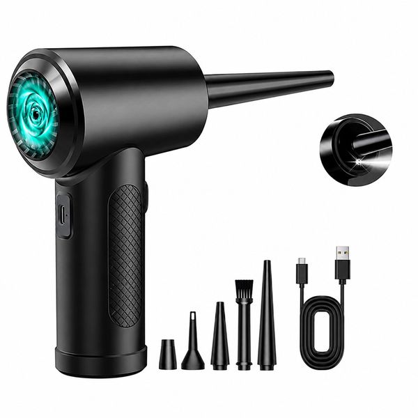 Air Duster 6-in-1 Electric Blower Rechargeable Cordless Cleaner For PC