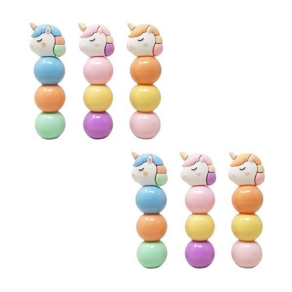 Unicorn Highlighter for Kids and Adults - 6 Pack Assorted Colours