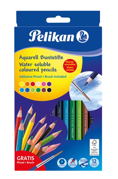 Pelikan watersoluable pencils, 12 colours