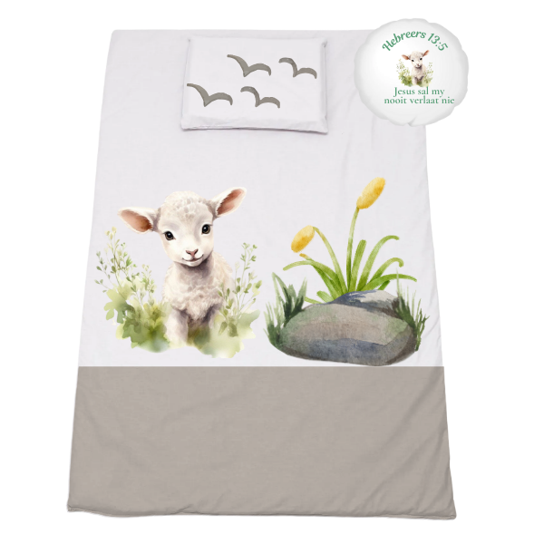 Cot Bedding Set - Duvet, Pillow &amp; Scatter - 1040x720mm - Hebreers 13:5