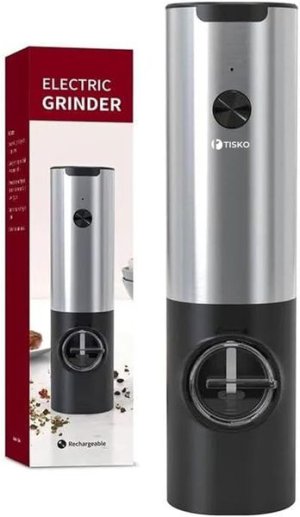 TISKO LED Electric Silver-Black Stainless steel, Plastic Spice Grinder