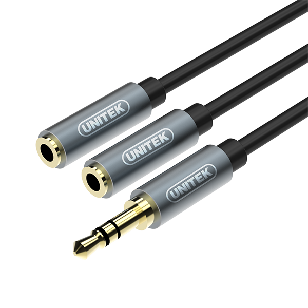 Unitek 0.2M 3.5Mm Aux Cable M To 2X F (Y-C956Abk)