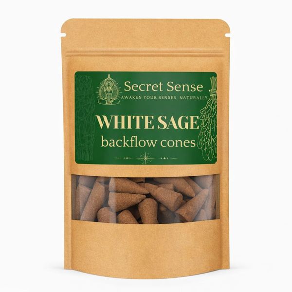 Secret Sense White Sage Backflow Incense Cones - Pack of 20
