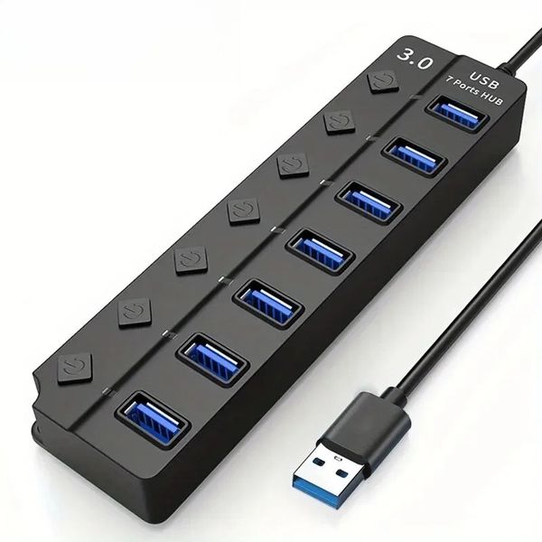ONFINIO 7-Port USB 3.0 Hub with LED Switch for Laptop PC Printer Camera