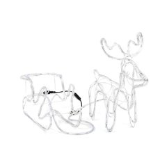 Reindeer Sleigh 3D LED Deer Christmas Light With Cart- 12M LED-White