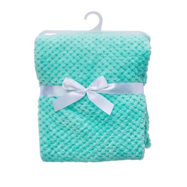 Waffle Fleece Blanket-Aqua