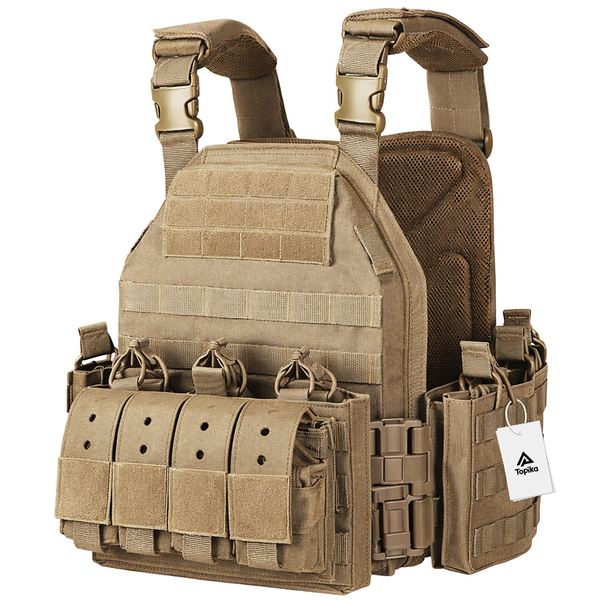 Topika - Heavy duty Tactical Vest 1000D Nylon Vest with MOLLE Pouches