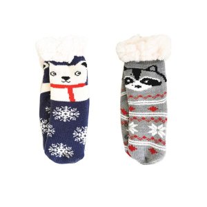 2 x Cartoon Animal Thermal Socks Winter Socks For Kids Children - Assorted