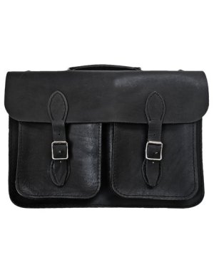 Luvsa 37-052D Full Grain Veg Tanned Leather Double Pocket Messenger Bag