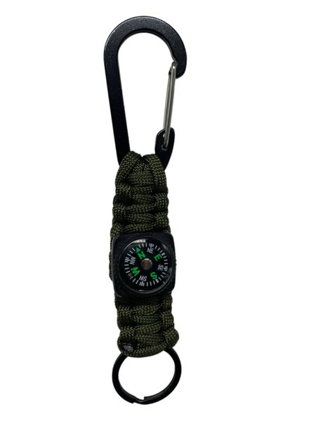 Paracord with Carabiner Hook and Compass - Military Olive