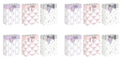 12-Piece Mixed Colourful Ribbon Prints Gift Bag Set - 32 × 42 × 11.5cm.