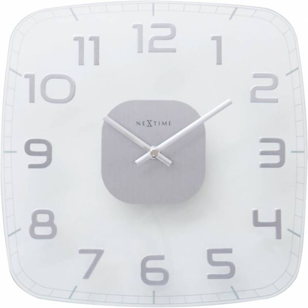 NeXtime 30 x 30 x 3.5cm Classy Square Glass Wall Clock