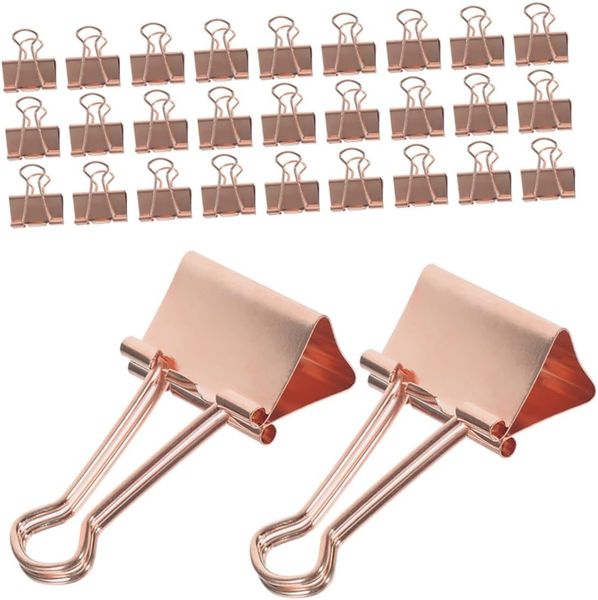 100pcs Rose Gold Binder Clips 19mm Metal Document Clamps Sturdy Paper