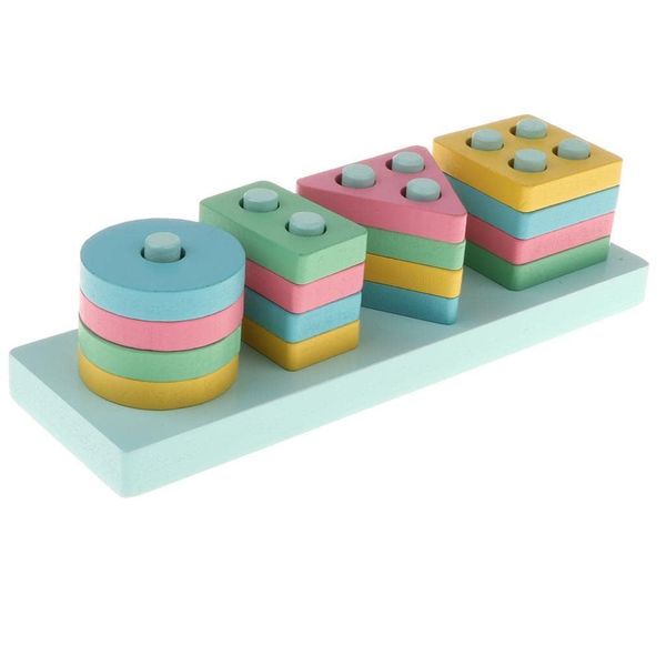 Arole Colorful Geometric Shapes Wooden Learning Puzzle for Kids Arole