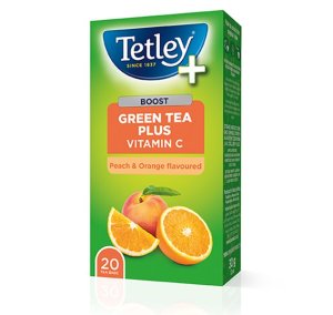 Tetley Peach &amp; Orange flavoured Green tea with Vitamin C - 12x 20 teabags