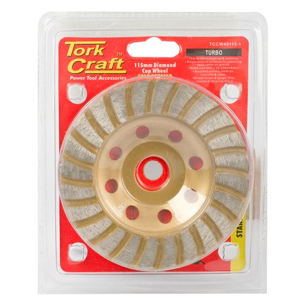 Tork Craft - Diamond Cup Wheel 115mm x 22.23mm Turbo Cold Pressed - 2 Pack