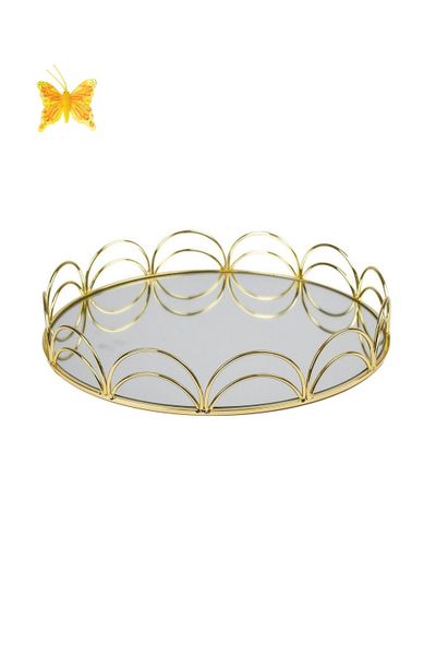 Gold Mirror Decorative Tray with Butterfly Craft