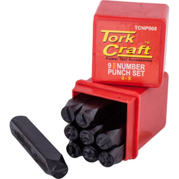 Tork Craft Number Punch Set 8mm (0-9mm) Black Finish