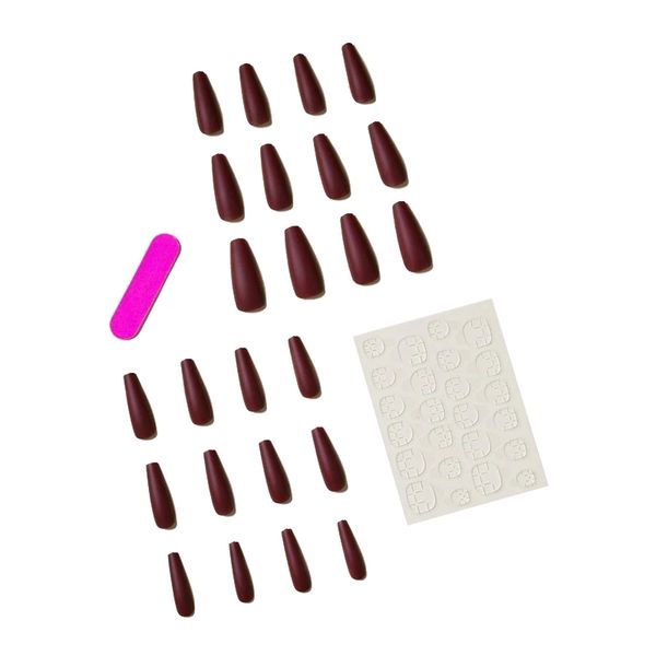 24 Piece Plain Stick On Nail Set