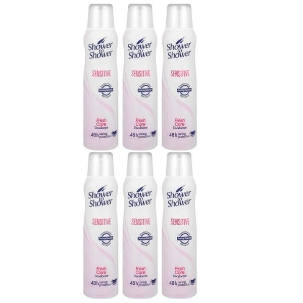 Shower To Shower - Ladies Deodorant/Spray Sensitive Care 150ml - Pack of 6