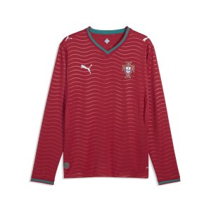 Puma Men's FPF Home Long Sleeve Jersey - Club Red/Green Lagoon