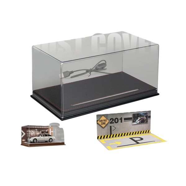 1/24- Acrylic Display Case with Leather Base and Lights-Black