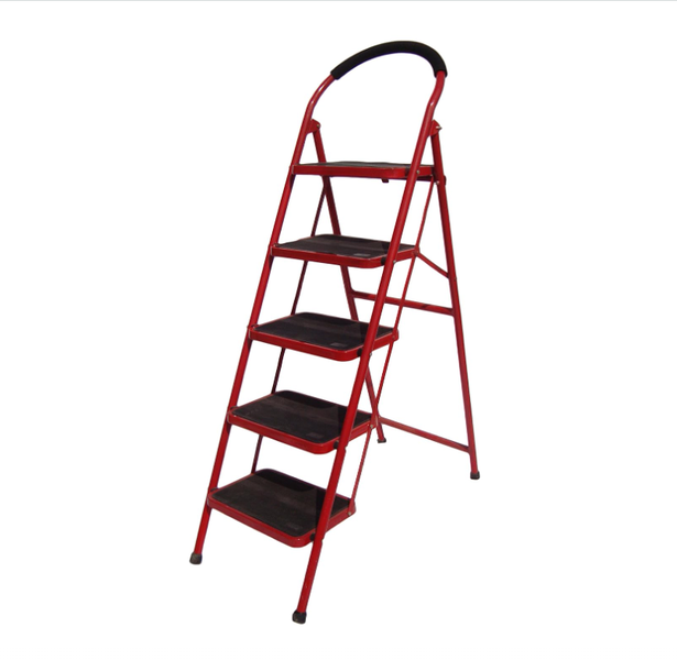 Foldable Steel Step Ladder 5-Step, Heavy-Duty, Non-Slip Safety Design