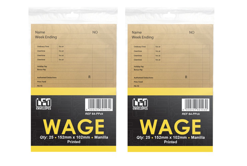 LEO Printed Wage Self Seal Envelopes - Pack of 50 Envelopes