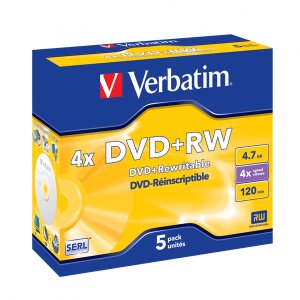 Verbatim Dvd+rw (Matt Silver) 4x (Jewel Case) 5 Pack