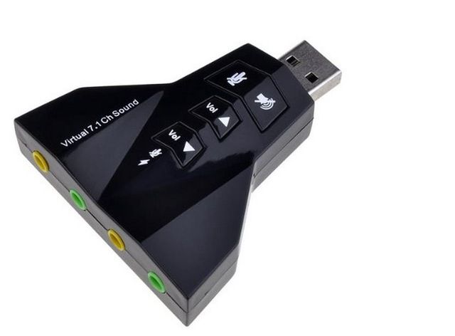 USB Sound Adapter Double USB Headset &amp; Microphone 7.1Ch 3D Audio Sound Card