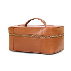 Mally Malia Leather Ladies Toiletry Bag Tan, Premium Travel Organiser
