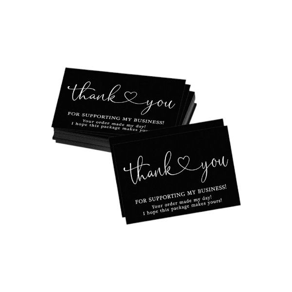 50 Piece - "Thank You" Cards With Blank Backs For Small Businesses - Black