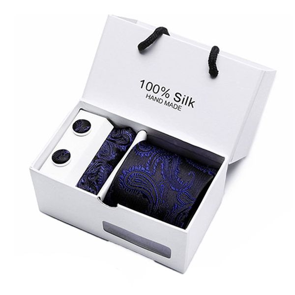 5 Piece Men's Tie Gift Set Luxury Necktie Pocket Square Cufflinks Handkerchief