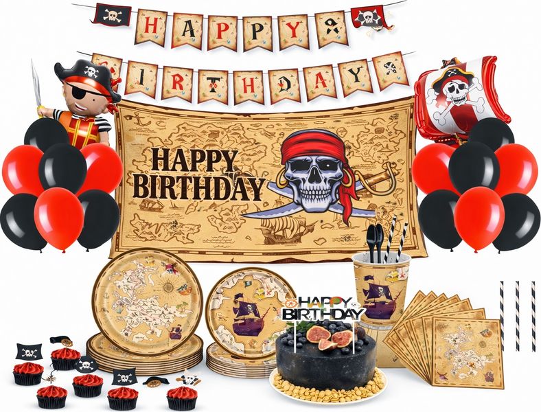 Pirate Themed Birthday Party Supplies &amp; Decorations - 143 Piece Set