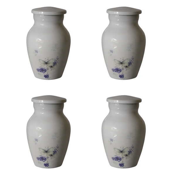 4 Pieces Forget-Me-Not Aluminium Memorial Keepsake Cremation Urn For Ashes