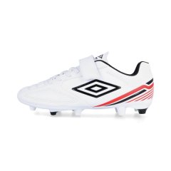 Umbro Junior Classico XIII FG Soccer Boots - White/Black/Fire Whirl