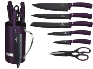 Berlinger Haus 7-Piece Non-Stick Knife Set With Steel Stand - Purple