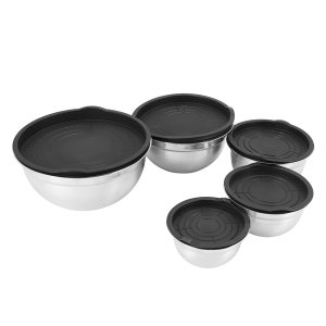 5 Pcs Mixing Bowl,Stainless Steel Stackable Salad Bowl with Airtight Lid,Se