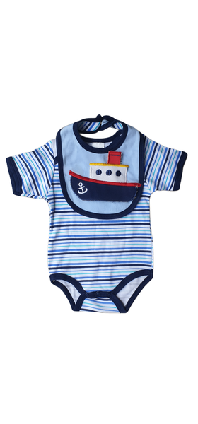 Baby Blue Grower and Boat Bib Set