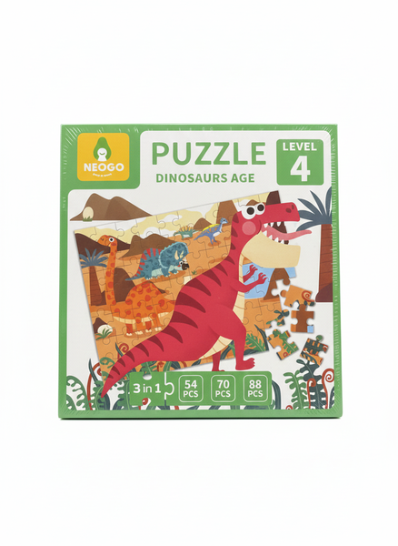 Neogo Dinosaurs 3-in1 Puzzle Set -54, 70 &amp; 88 Piece Educational Puzzle Toys