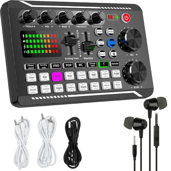 Pro Live Sound Card Mixer With DJ Mixer Effects &amp; Voice Changer &amp; Headphone