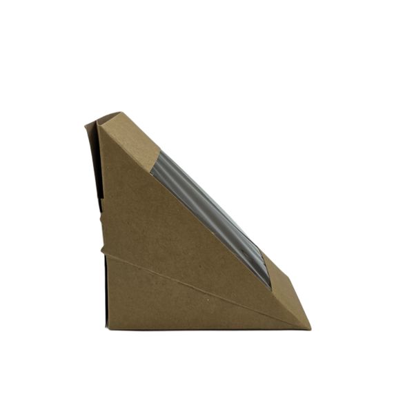 Kraft PLA Window Sandwich Wedges - 4 Slice, 12 x 7.5cm - 50 Pack